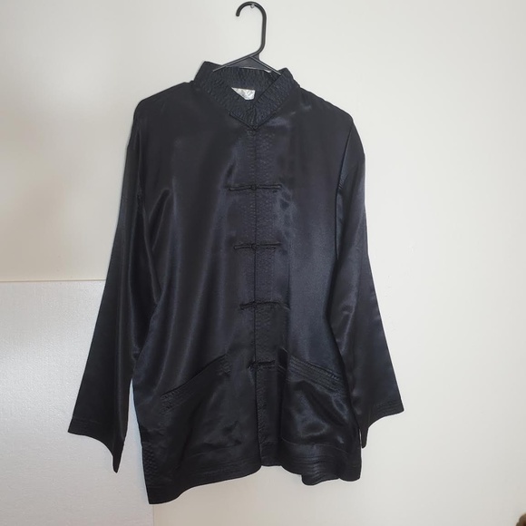 Golden Dragon Other - Mens Black Satin Vintage Chinese Tang Jacket (Mandarin Collar)